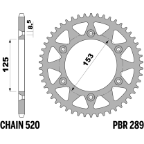214-R-0289TA PBR Alloy Rear Sprocket