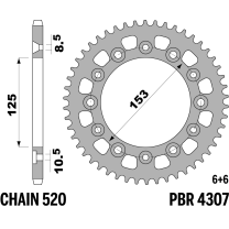214-R-4307TA PBR Alloy Rear Sprocket