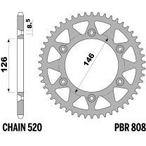 214-R-0808TA PBR Alloy Rear Sprocket