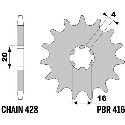 213-F-0416 PBR Front Sprocket
