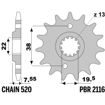 213-F-2116 PBR Front Sprocket