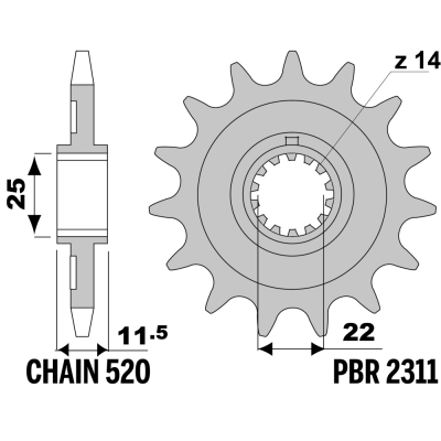 213-F-2311 PBR Front Sprocket