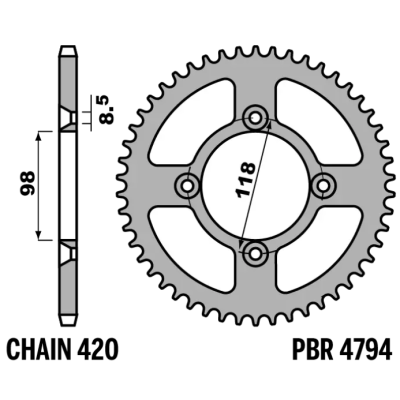214-R-4794TA PBR Alloy Rear...