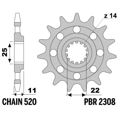 213-F-2308 PBR Front Sprocket