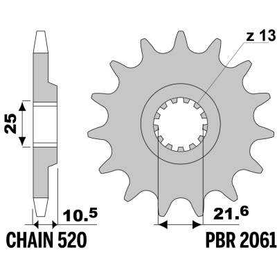 213-F-2061 PBR Front Sprocket
